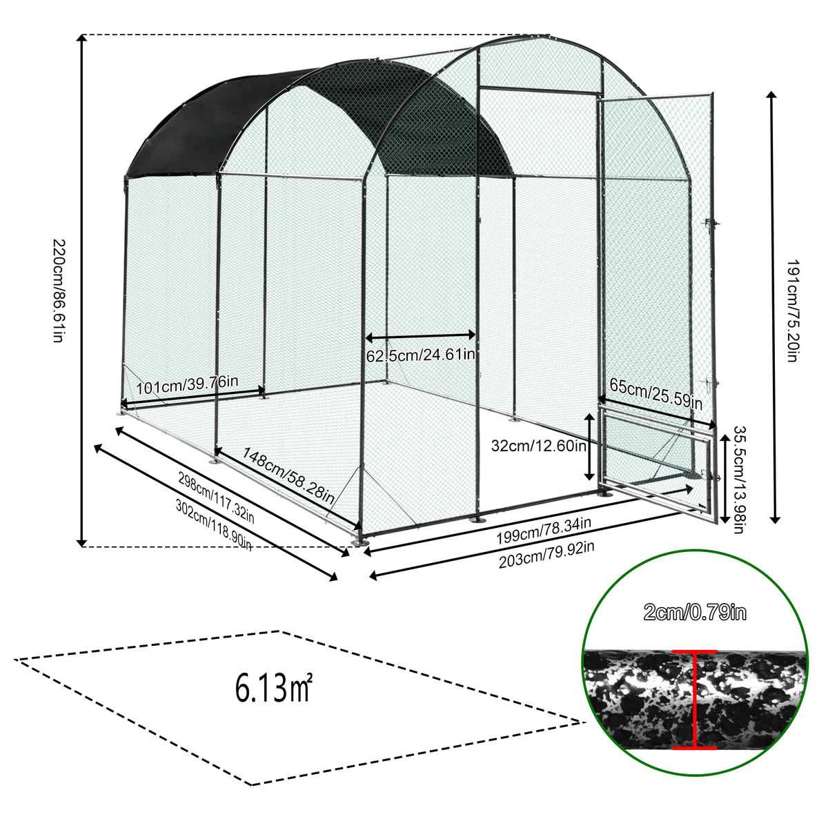 Large Chicken Coop Cage Outdoor Walk-in Hen Poultry Cage Run Pen Fence Duck House with Nylon Netting Metal Tubes Rabbit Hutch Run Nest Pet Cage