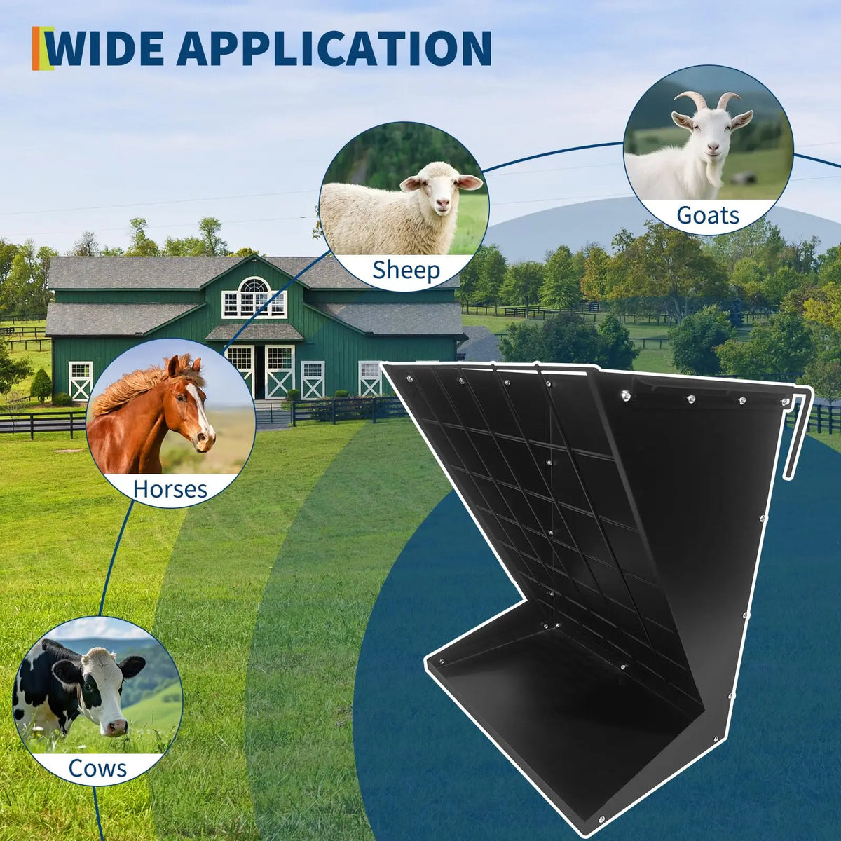 Hay Feeder for Goats, 2 in 1 Wall Mount Hay Rack Goat Feeder | Heavy Duty Galvanized Steel Hanging Feeders for Farm Livestock Goat Sheep Grain Indoor Outdoor Uses