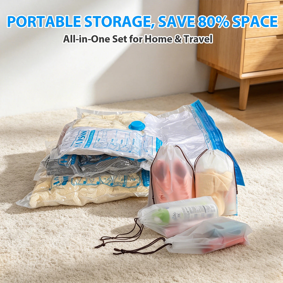 15 Pack Vacuum Storage Bags with Electric Pump, Vacuum Storage Bags Space Saver,  Vacuum Compression Bags for Clothes, Bedding