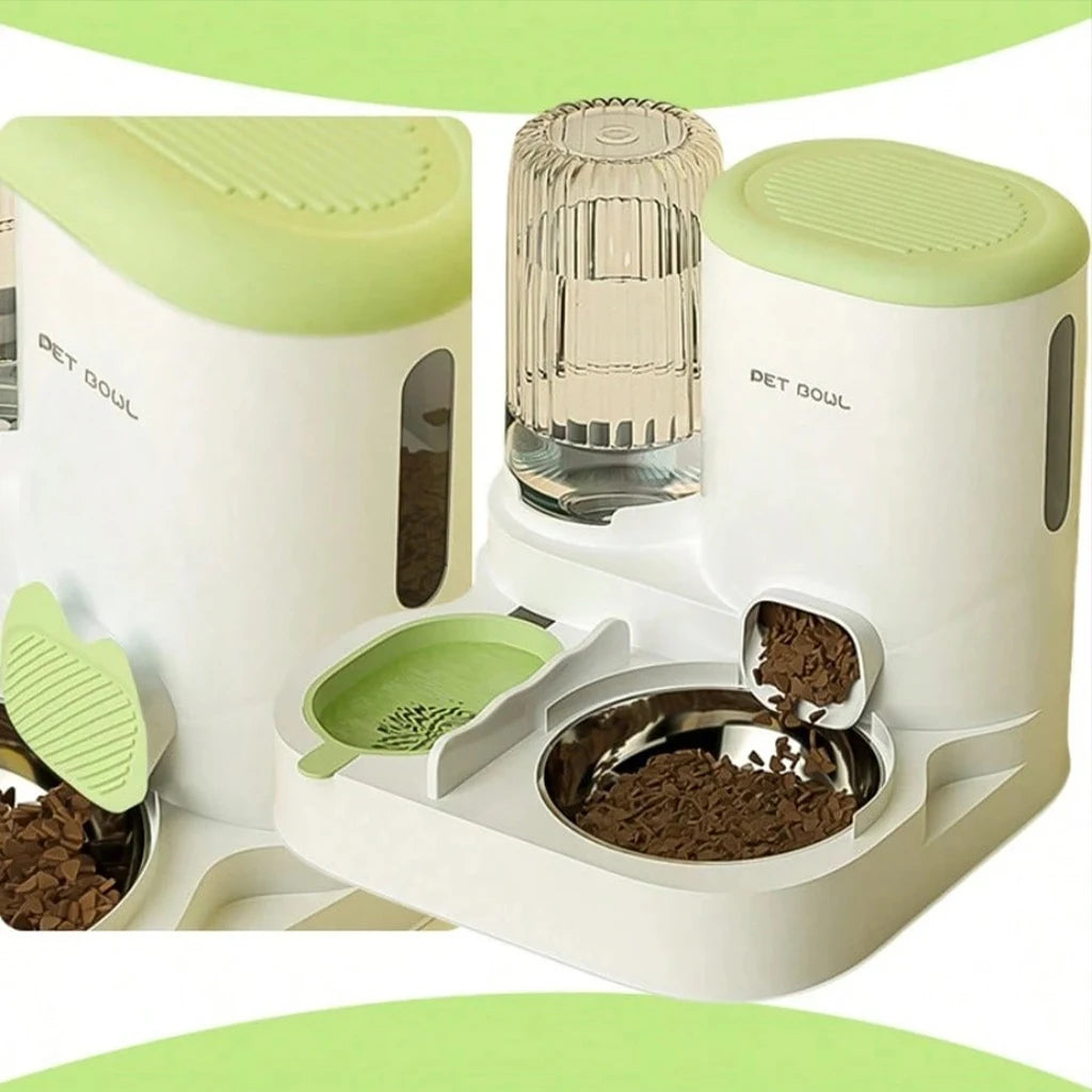 2-in-1 Automatic Cat Feeder and Water Dispenser Gravity Auto Pet Food Bowl Washable Drinking Fountain Indoor Pet Supplies