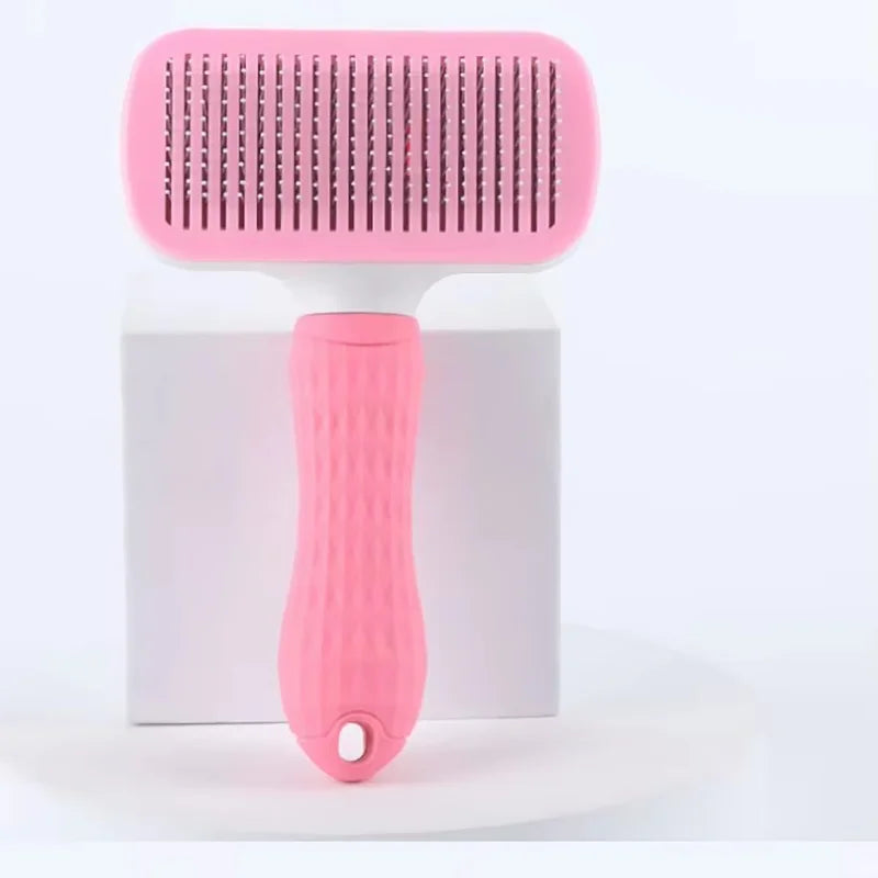 Pet One Button Self Cleaning Slicker Brush Automatic Hair Remover Comb Dog Cat Massage Needle Comb For Pet Beauty Care Supplies