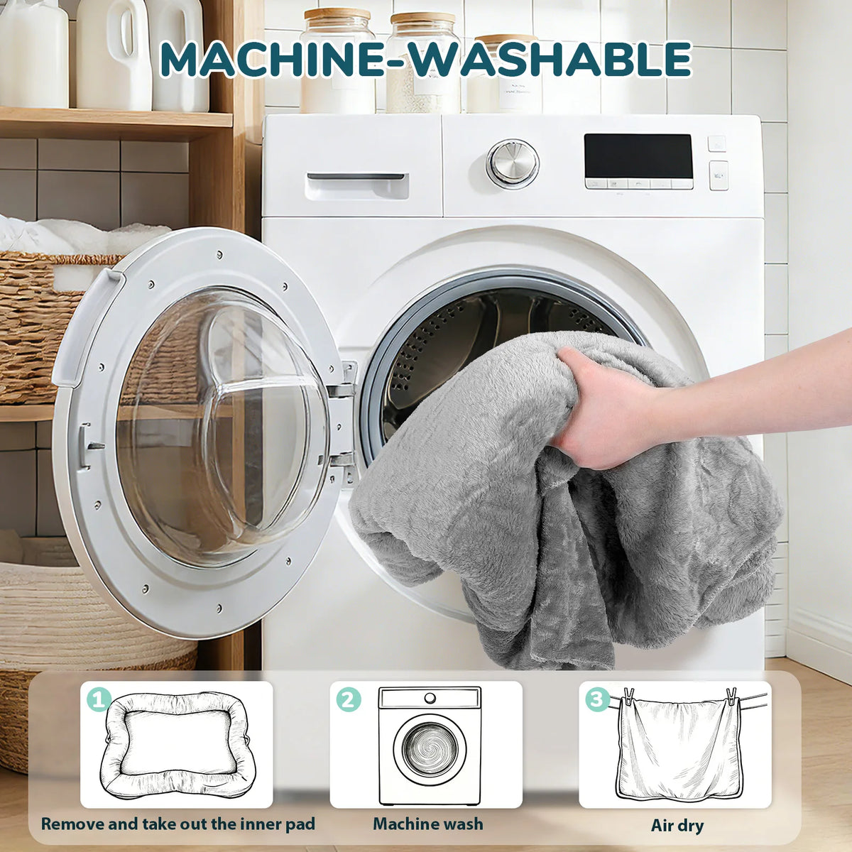 Human Dog Bed Washable Large Size Non Slip Bottom Comfortable Plush 180x120x30cm Giant Size Dog Bed with Blanket and Pocket
