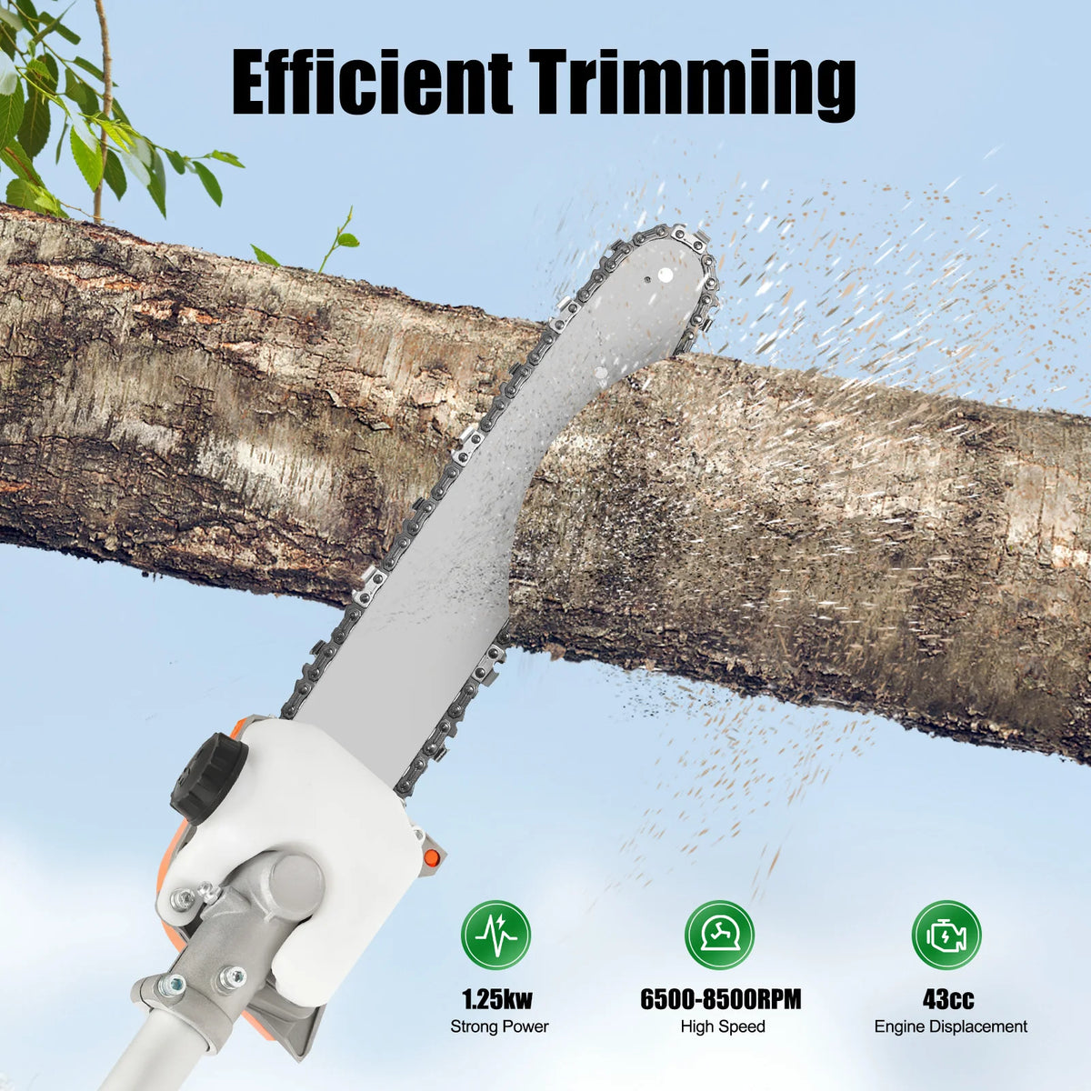 Long Pruning Chain Saw, 43cc Gasoline Pole Saw, Red Telescopic Tree Branch Pruner 2.4-3.5m, for Garden Park Tree Trimming