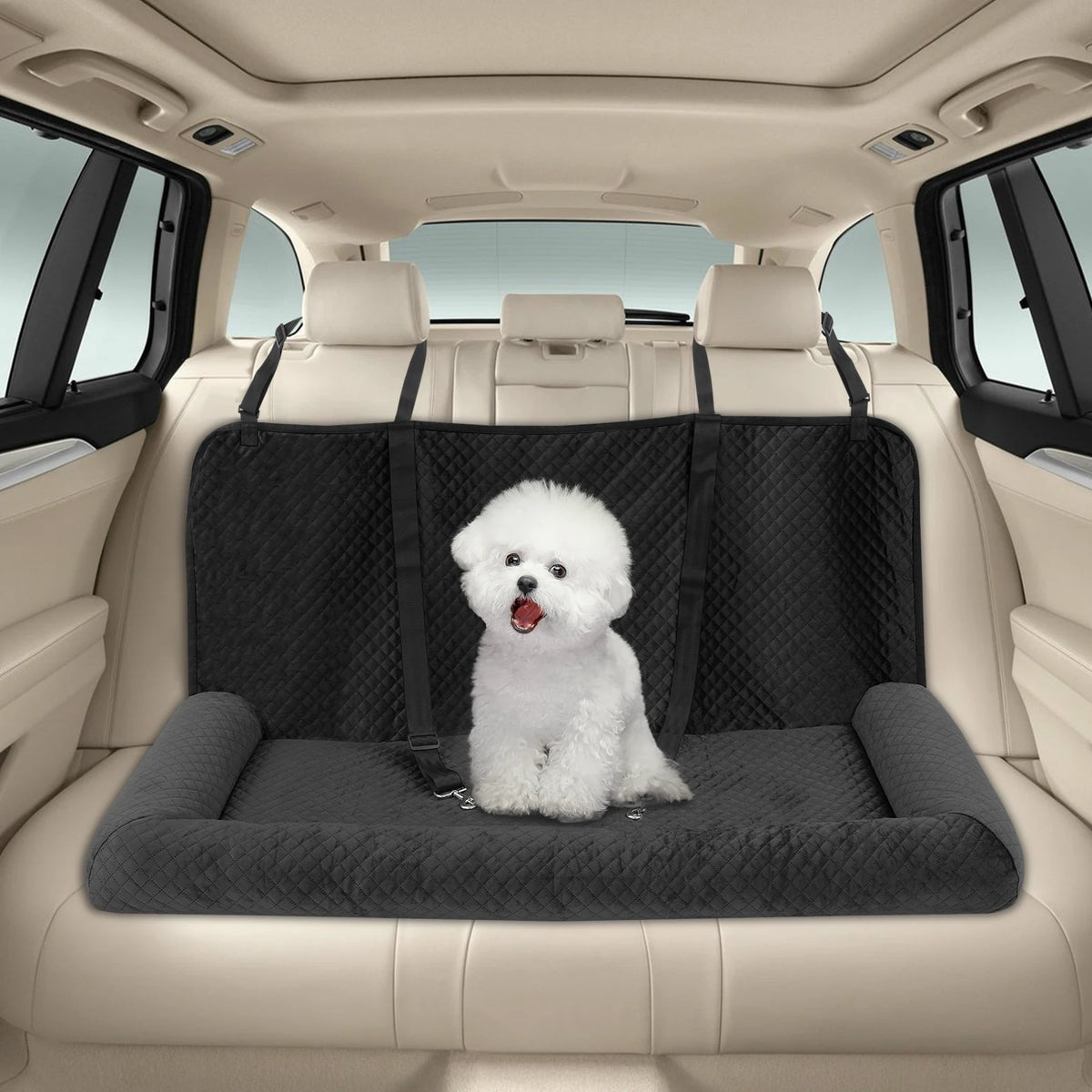 Dog Car Seat Large Dog Car Bed Pet Seat with Safety Tethers Buckles for Small Medium Large Dogs Travel Car Cushion