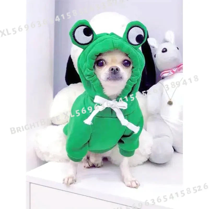 1PC Cute Frog Pet Sweater for Small Medium Dogs Green Hoodie with Fun Design Keep Your Pup Cozy and Stylish