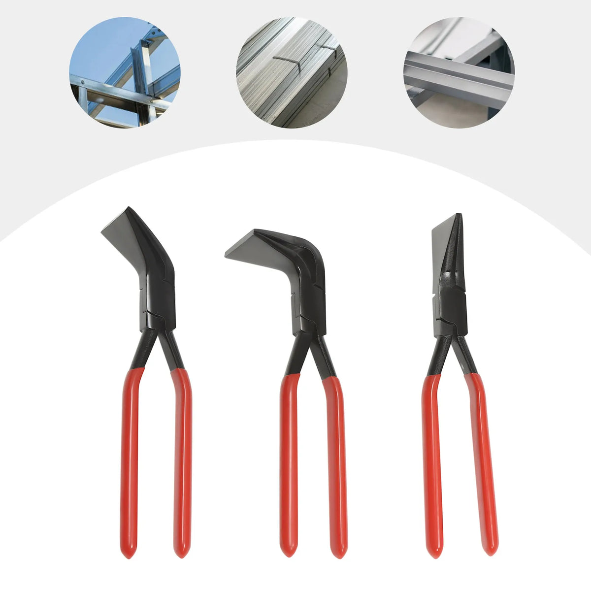 3 Piece Metal Bending Pliers Set Straight 45° & 90° Metal Sheet Flattering Pliers Hand Seam Plate for DIY Bending Flattening Red/Black