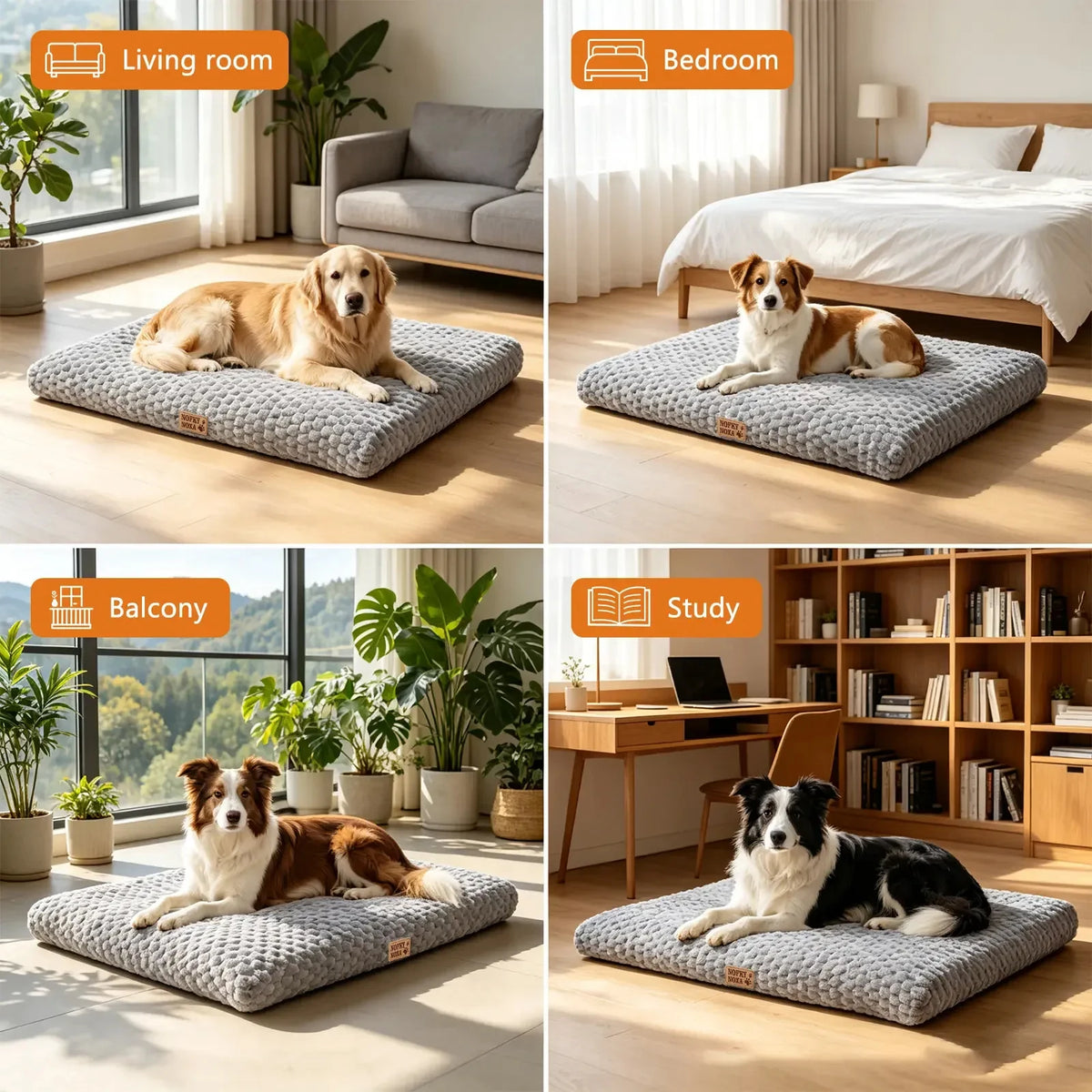 Gray Thickened Dog Bed Mat - Multiple Sizes Suitable for Various Breeds Comfortable Pet Bedding for Dogs
