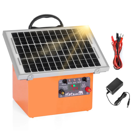 36KM/20 Miles Solar Electric Fence Charger Electric Fence Energizer for Livestock Prevent Predator Invasion Poultry with battery