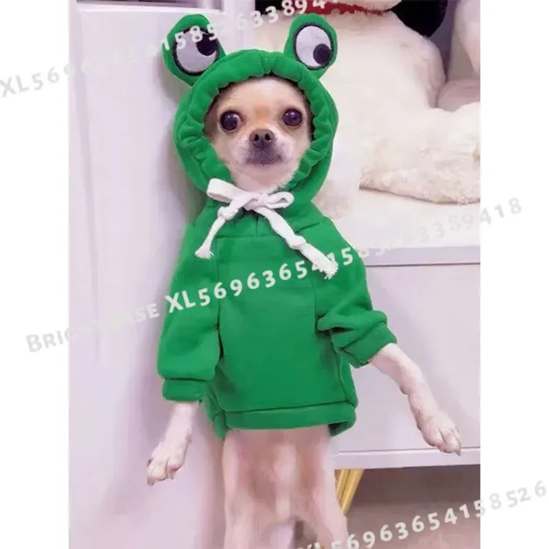 1PC Cute Frog Pet Sweater for Small Medium Dogs Green Hoodie with Fun Design Keep Your Pup Cozy and Stylish