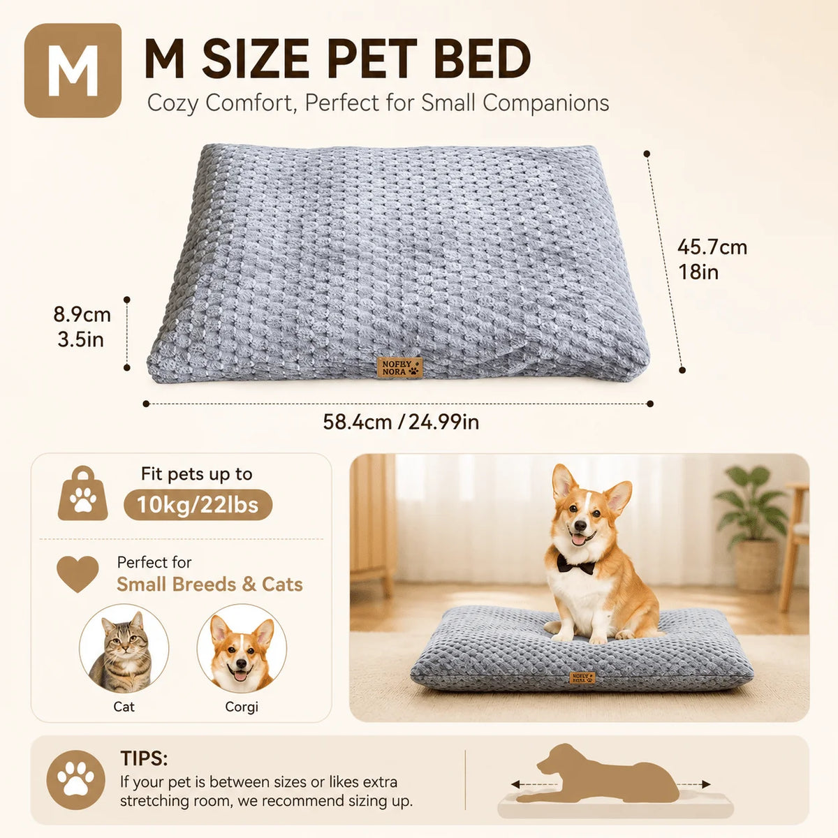 Gray Thickened Dog Bed Mat - Multiple Sizes Suitable for Various Breeds Comfortable Pet Bedding for Dogs