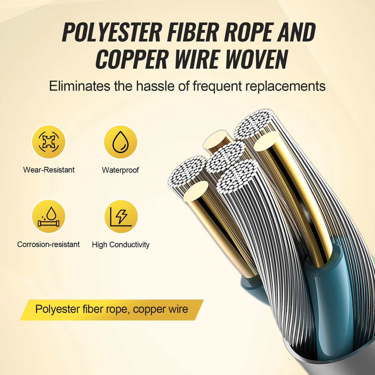 VEVOR Electric Fence Wire 1000Ft/3366Ft Polywire 2 Copper Strands for Reliable Conductivity Fencing Rope Line for Horse Cattle