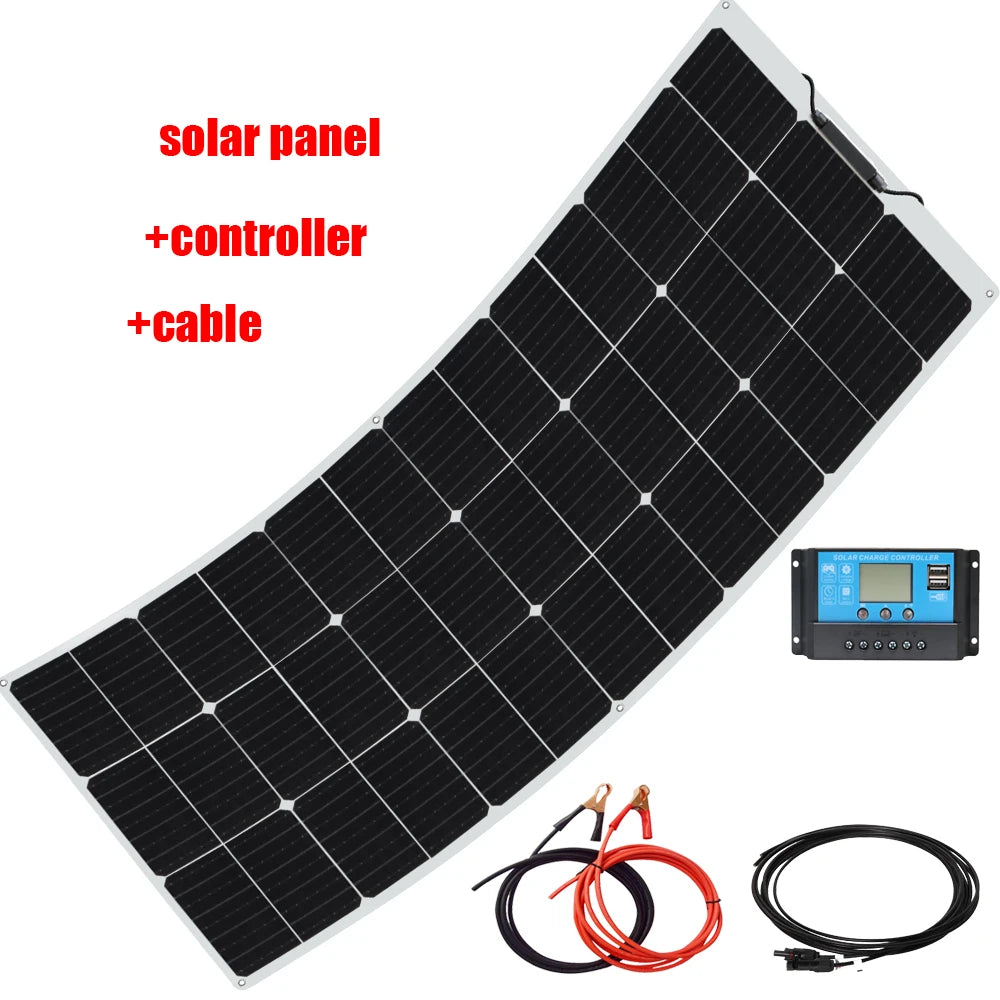 XINPUGUANG Flexible Solar Panel Sets 18V 100W 150W 200W 300W 400W For Car/Home/Camping Waterproof Mono Cell Solar Charge Battery