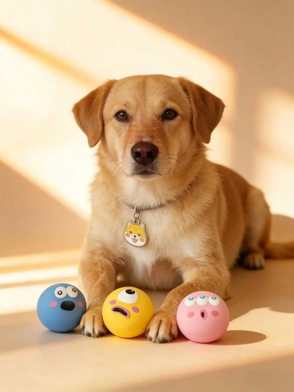 1pc/3pcs Squeaky Dog Toy, Cute Big Eyes Design, Durable Rubber Dental Cleaning Ball, Interactive Training Toy, Indoor & Outdoor Use, Suitable For Small Dogs, Soft & Fun