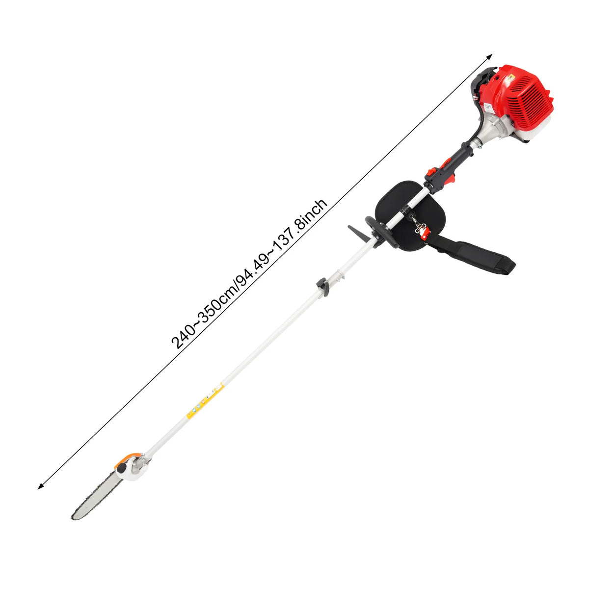 Long Pruning Chain Saw, 43cc Gasoline Pole Saw, Red Telescopic Tree Branch Pruner 2.4-3.5m, for Garden Park Tree Trimming