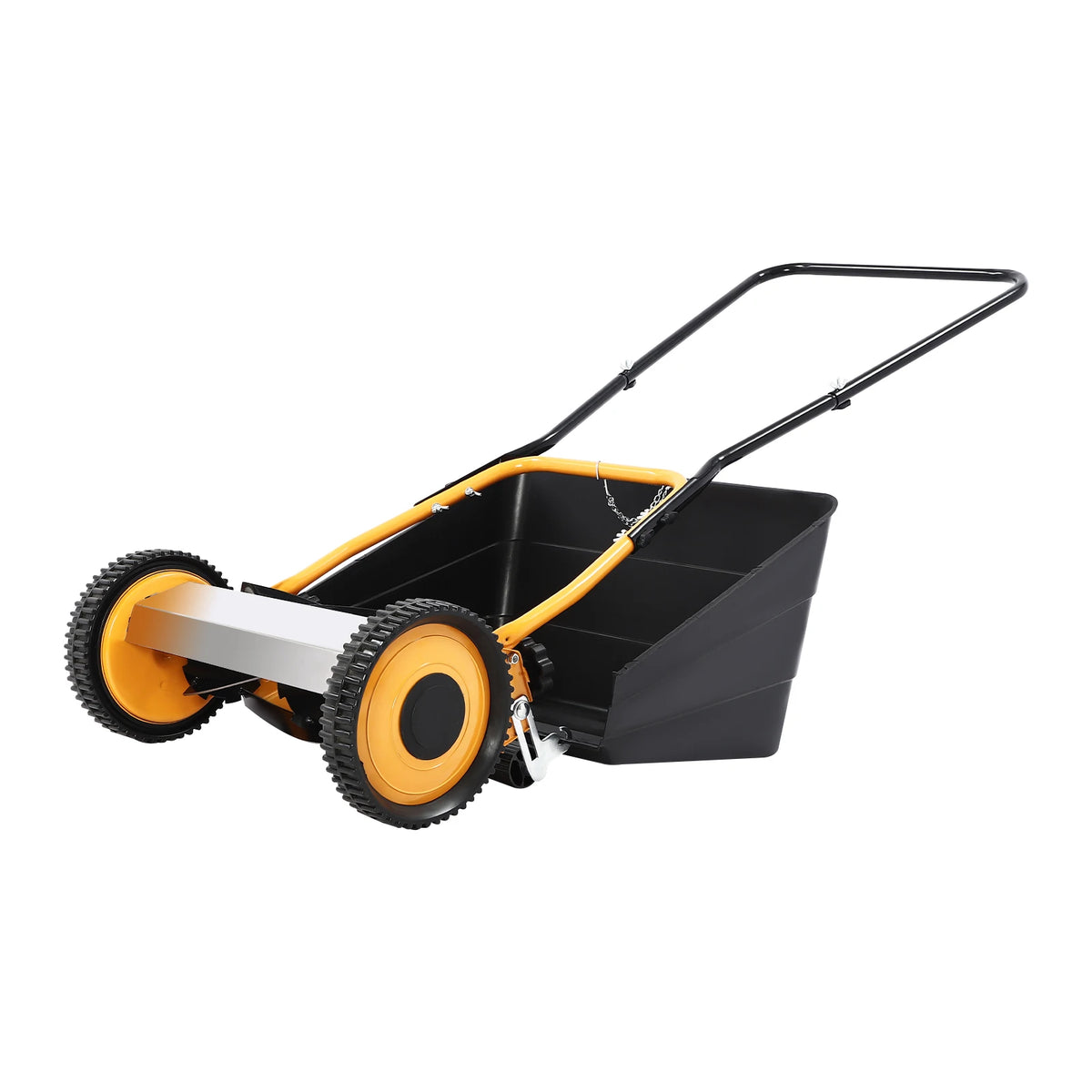 14 Inch Hand Push Manual Lawn Mower Steel Aluminum Plastic Spraying Wear-resistant 4 Five-edged Blades 0.47-1.65in Adjustable Cutting Height Wheeled No-power Grass Cutter Eco-friendly Push Lawn Trimmer For Villa Home Backyard