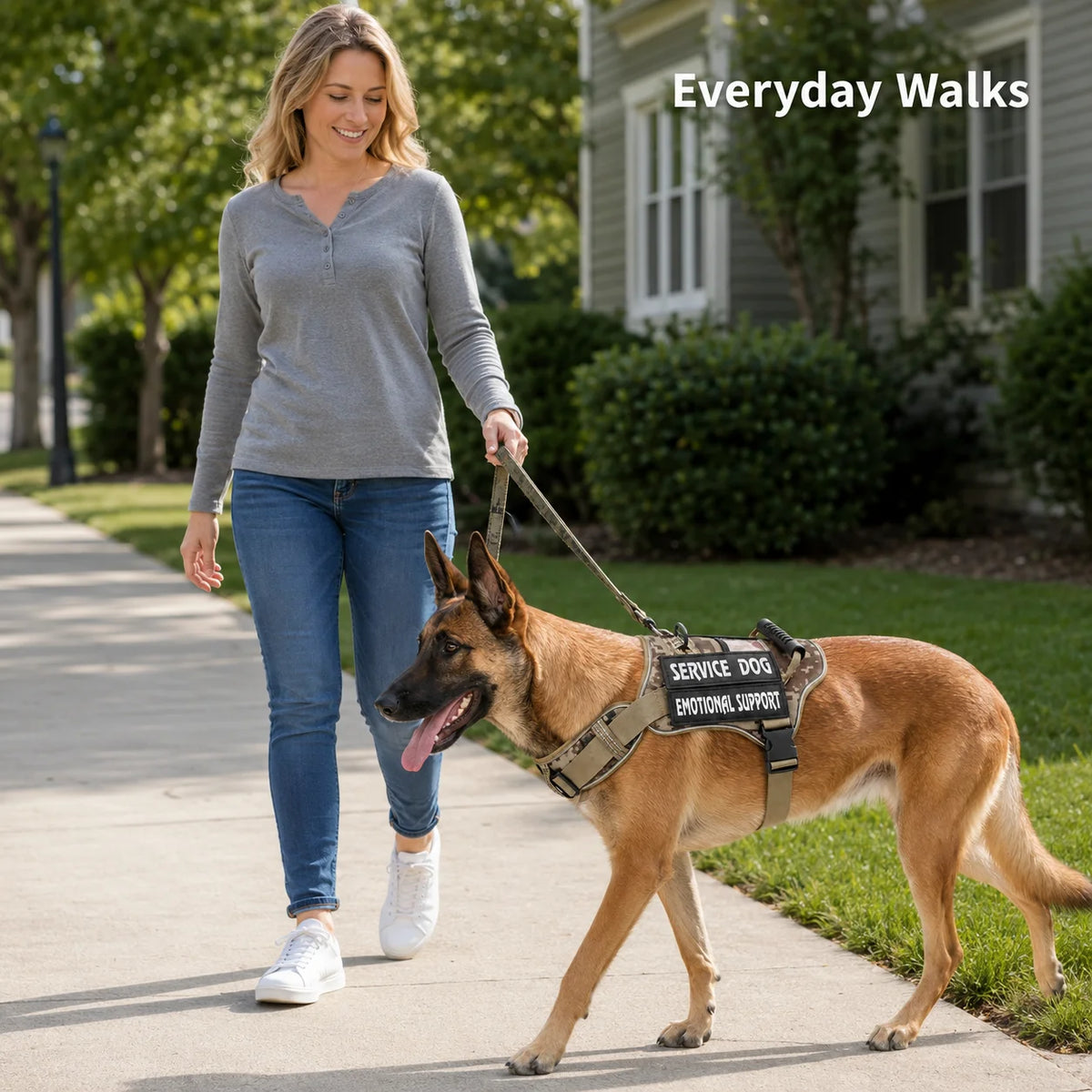 No Pull Dog Harness Adjustable Service Dog Vest with Handle Reflective Breathable Walking Training Control for Medium Large Dogs