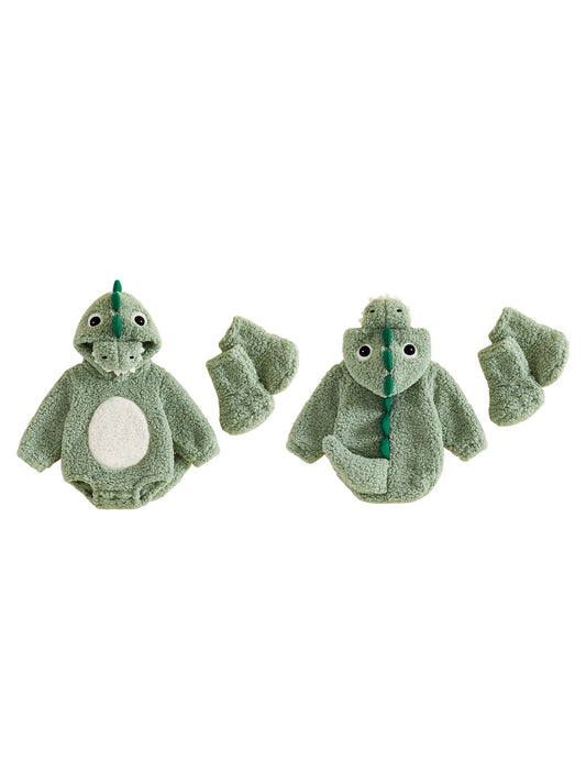 Romper Leg Warmer Fleece Animal With Animal Costume Dinosaur Animal Romper With Baby Dinosaur Romper