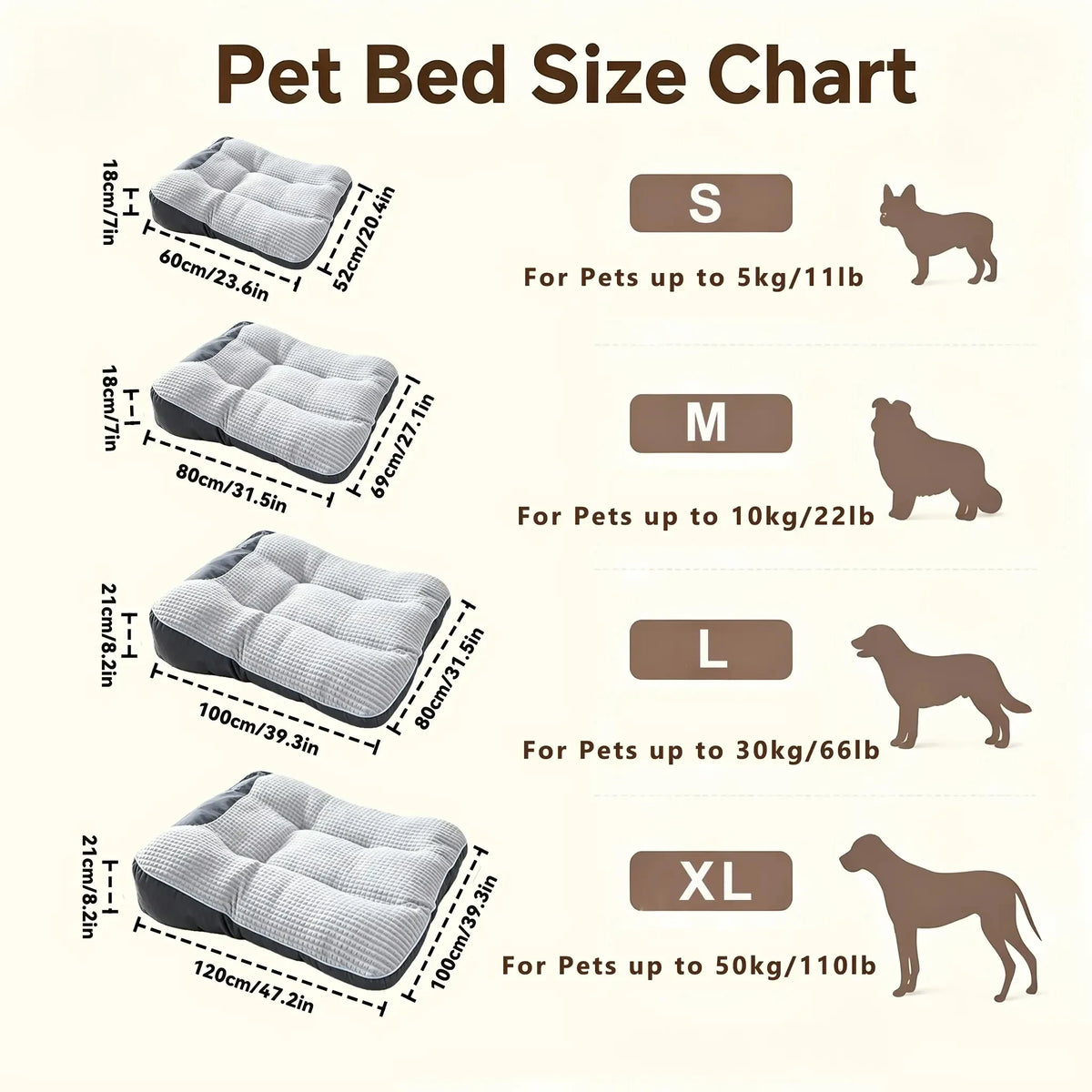 Grey Dog Bed Multi-Sizes Available Comfortable Dog Nest Pad Soft And Cozy Sleeping Area for Your Pet Dog