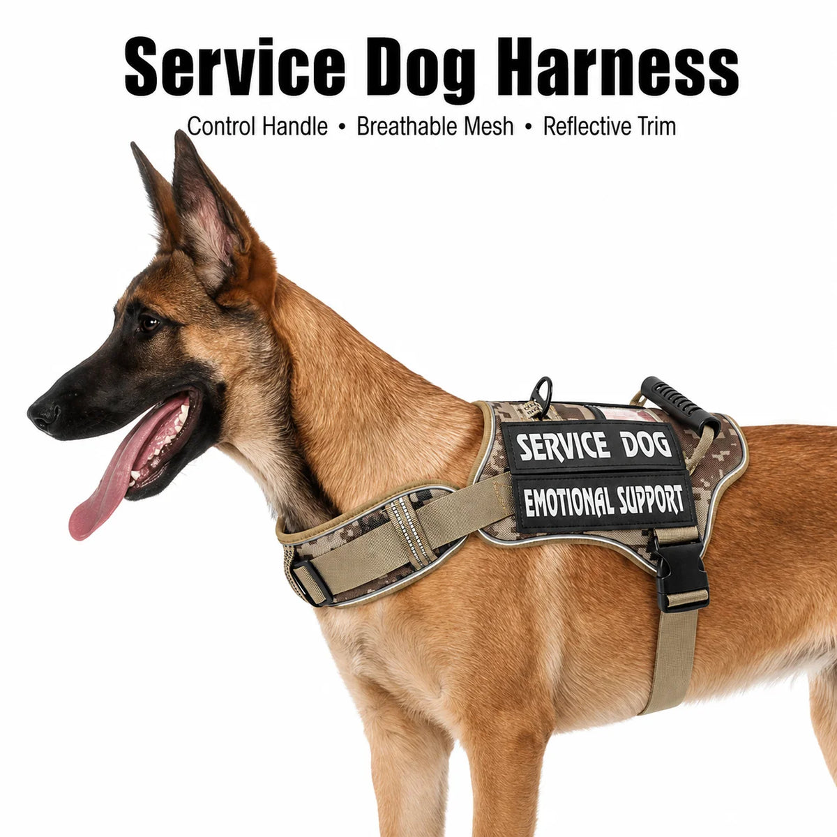 No Pull Dog Harness Adjustable Service Dog Vest with Handle Reflective Breathable Walking Training Control for Medium Large Dogs