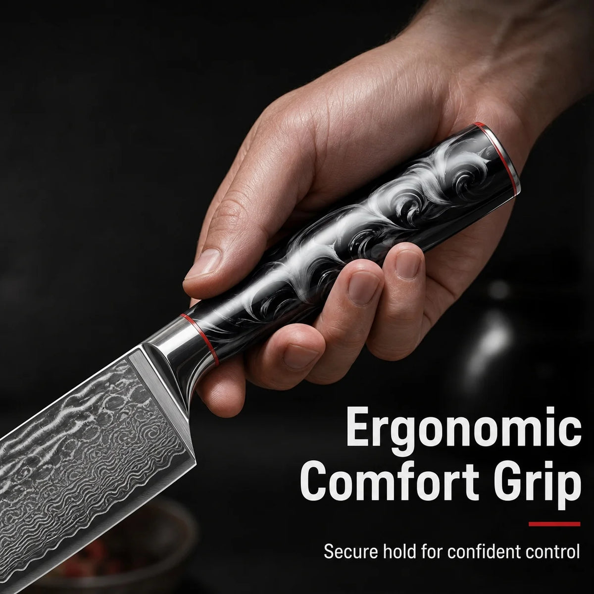 7 Inch Professional Japanese Damascus Kitchen Knife - VG-10 High Carbon Stainless Steel, Ideal for Slicing Meat & Vegetables