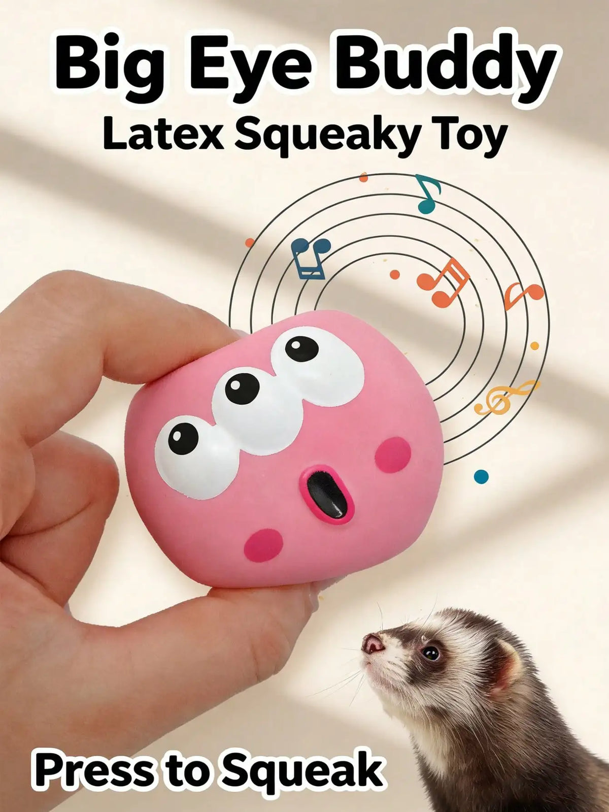 1pc/3pcs Squeaky Dog Toy, Cute Big Eyes Design, Durable Rubber Dental Cleaning Ball, Interactive Training Toy, Indoor & Outdoor Use, Suitable For Small Dogs, Soft & Fun
