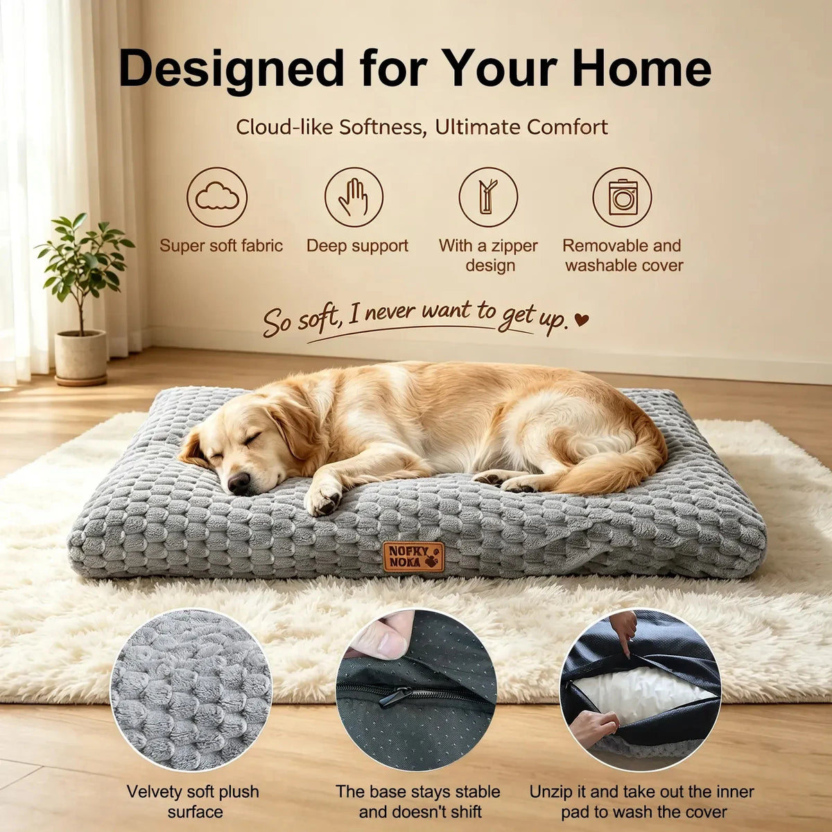 Gray Thickened Dog Bed Mat - Multiple Sizes Suitable for Various Breeds Comfortable Pet Bedding for Dogs