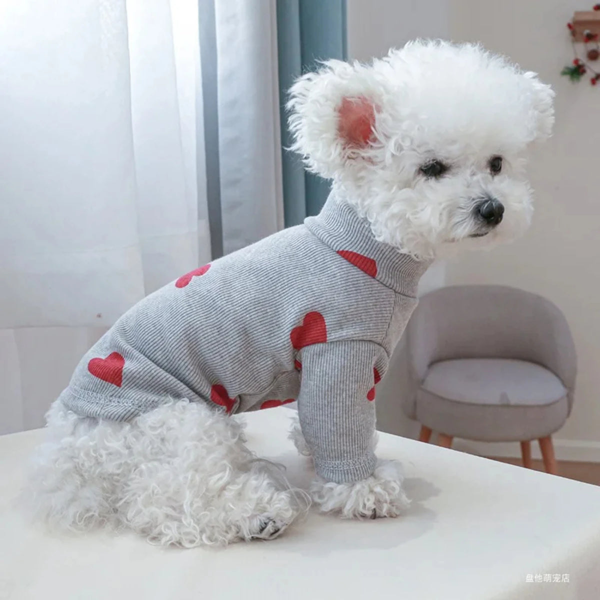 Dog Puppy Clothes Shirt Fit Small Dog Pet Cat All seasons Love printed Valentine's Day bottom shirt