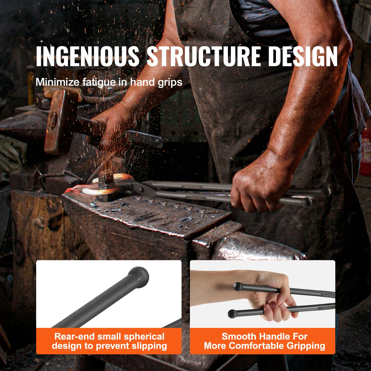 SucceBuy Blacksmith Tongs 18” V-Bit Bolt Tongs Wolf Jaw Tongs Z V-Bit Tongs and Gripping Tongs Carbon Steel Forge Tongs