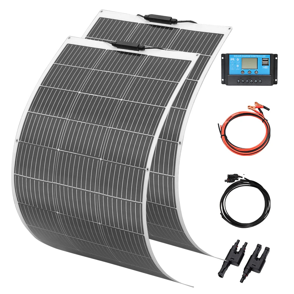 XINPUGUANG Flexible Solar Panel Sets 18V 100W 150W 200W 300W 400W For Car/Home/Camping Waterproof Mono Cell Solar Charge Battery