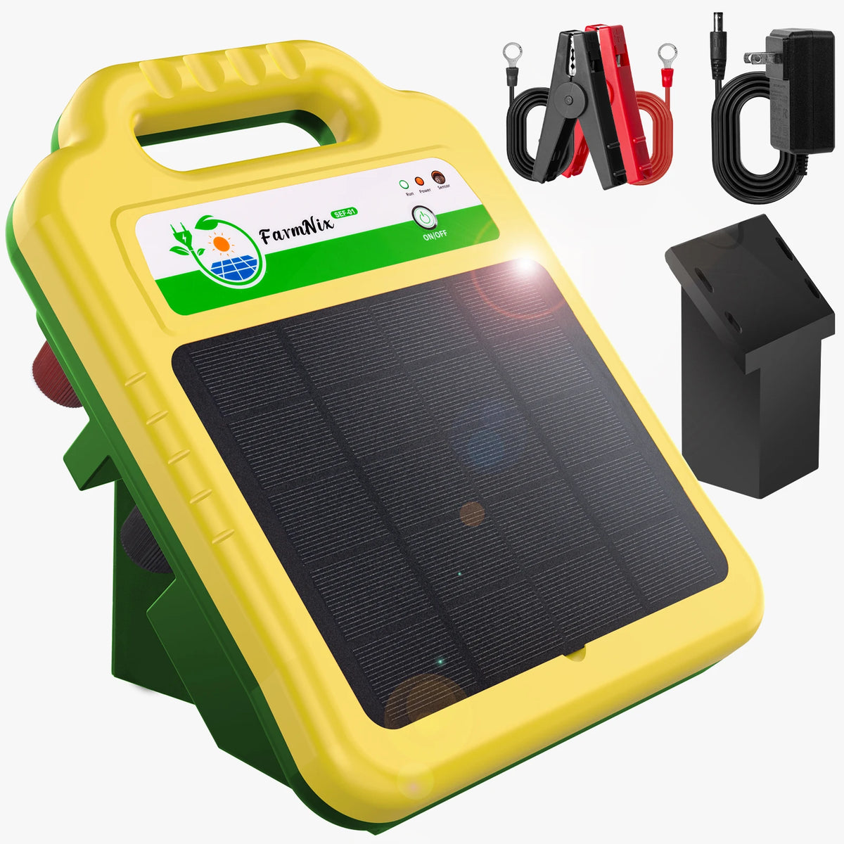 10 Mile/16KM Solar Electric Fence Charger 0.2 Joules 8KV Electric Fence Energizer for Livestock  for Farm Cows Cattle Horse Tool