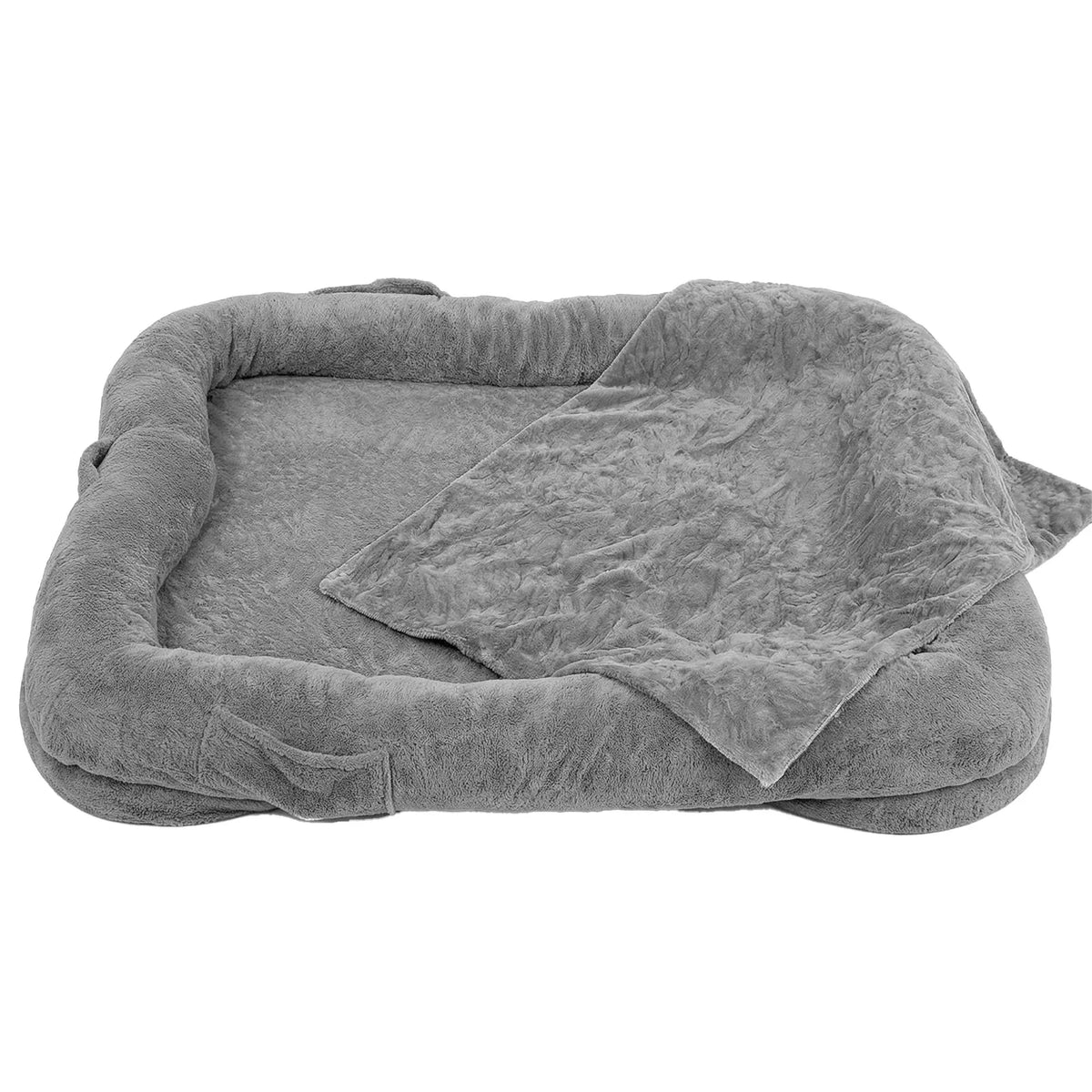 Human Dog Bed Washable Large Size Non Slip Bottom Comfortable Plush 180x120x30cm Giant Size Dog Bed with Blanket and Pocket