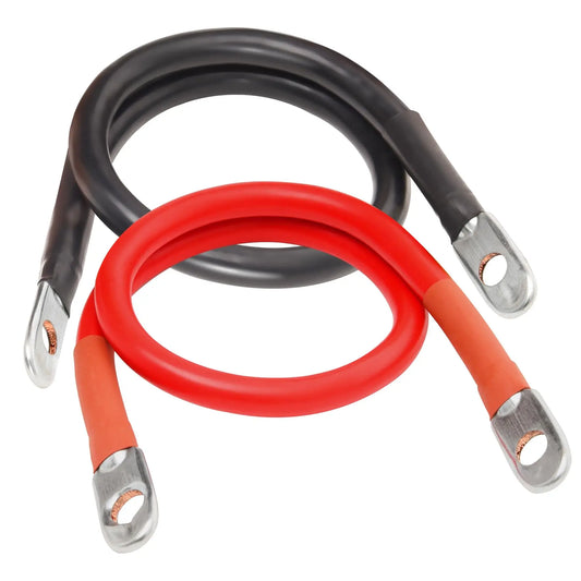 2 AWG Battery Cable 2AWG 24-Inch Battery Inverter Cables Set All Copper Conductor Wire with 3/8" Ring Terminals (2 AWG x 24 Inch
