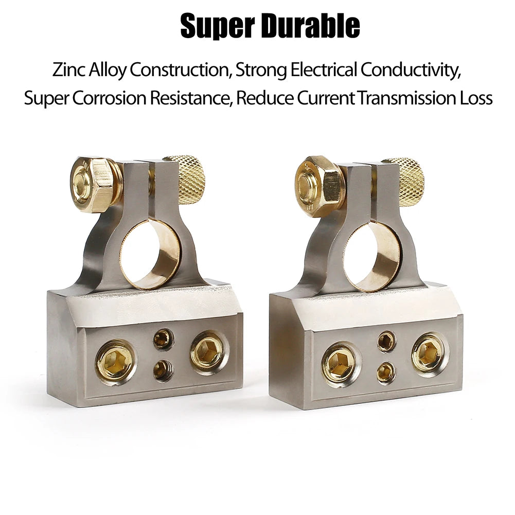 Car Battery Terminal Clamp Post 1/0 2 4 8 10 GA AWG Gauge Positive Negative Port