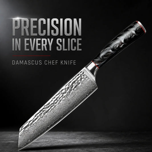 7 Inch Professional Japanese Damascus Kitchen Knife - VG-10 High Carbon Stainless Steel, Ideal for Slicing Meat & Vegetables