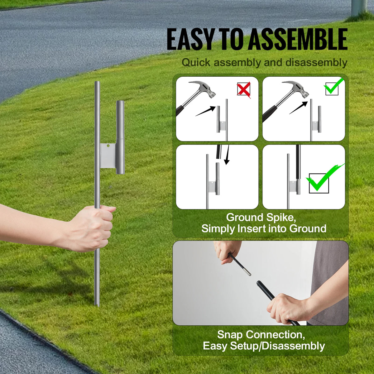 VEVOR Feather Flag Pole Kit 3Packs Swooper Flag 16.3ft Sign Flag Poles for Business Advertising Flags Outdoor with Ground Stakes