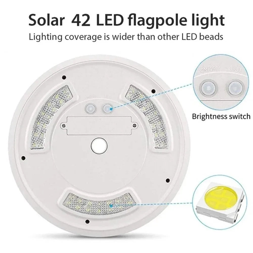 42 LED Solar Flagpole Light Garden Umbrella Light Outdoor Waterproof Landscape Street Flag Pole Lamp For Tent Camping，Portable camping lamp tent courtyard lawn path street outdoor decoration