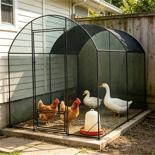 Large Chicken Coop Cage Outdoor Walk-in Hen Poultry Cage Run Pen Fence Duck House with Nylon Netting Metal Tubes Rabbit Hutch Run Nest Pet Cage