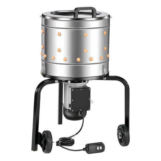 SucceBuy Chicken Plucker Machine 15.7in/19.7in/25.6in Drum with Soft Fingers & Transport Wheels for Processing 1-2/4 Chicks Once
