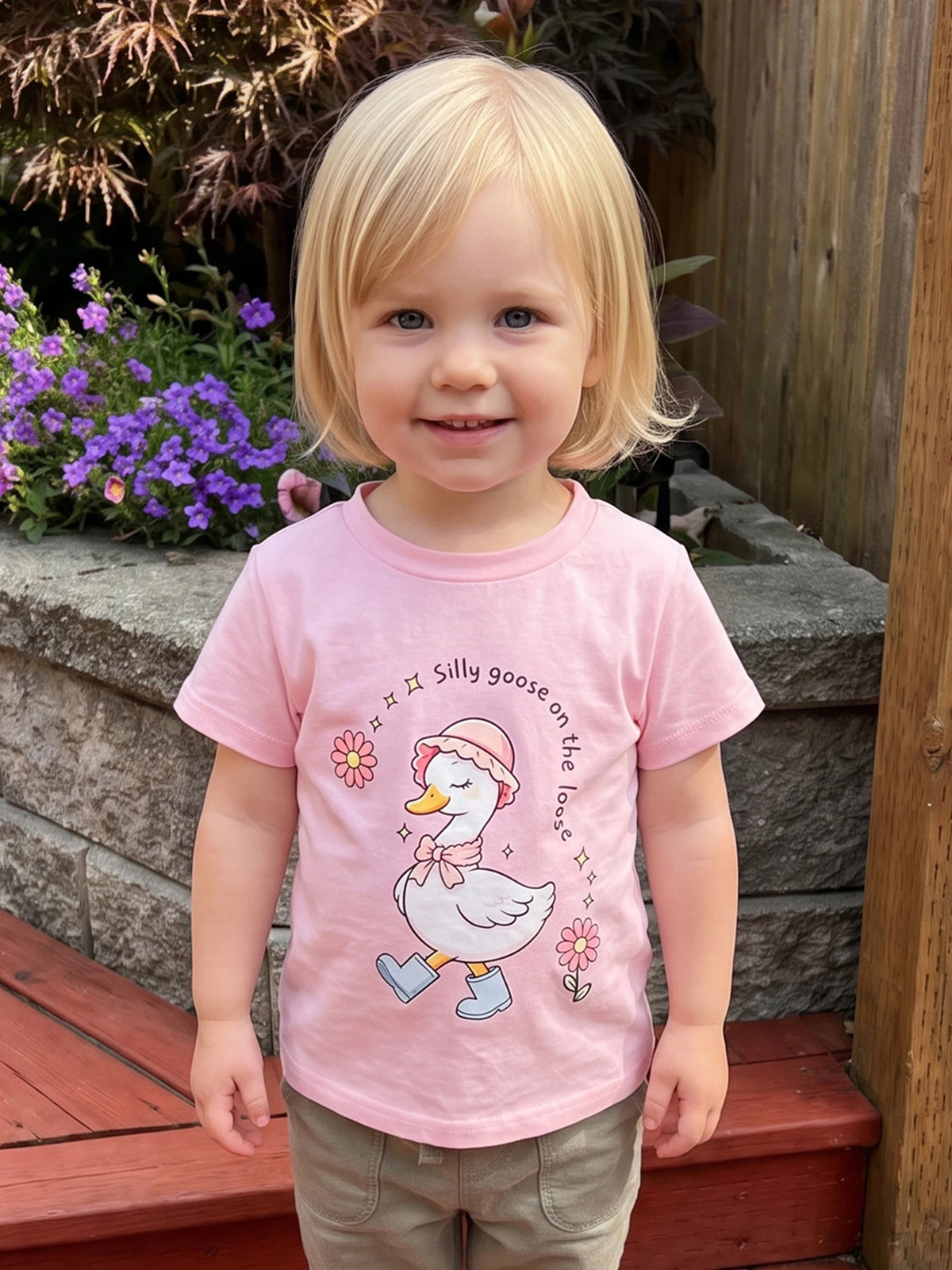 Goose Raccoon Print Sleeve Tops T Shirts Goose Neck Short Girls Summer T Shirts Goose Raccoon Print Crew Crew Neck Short Goose