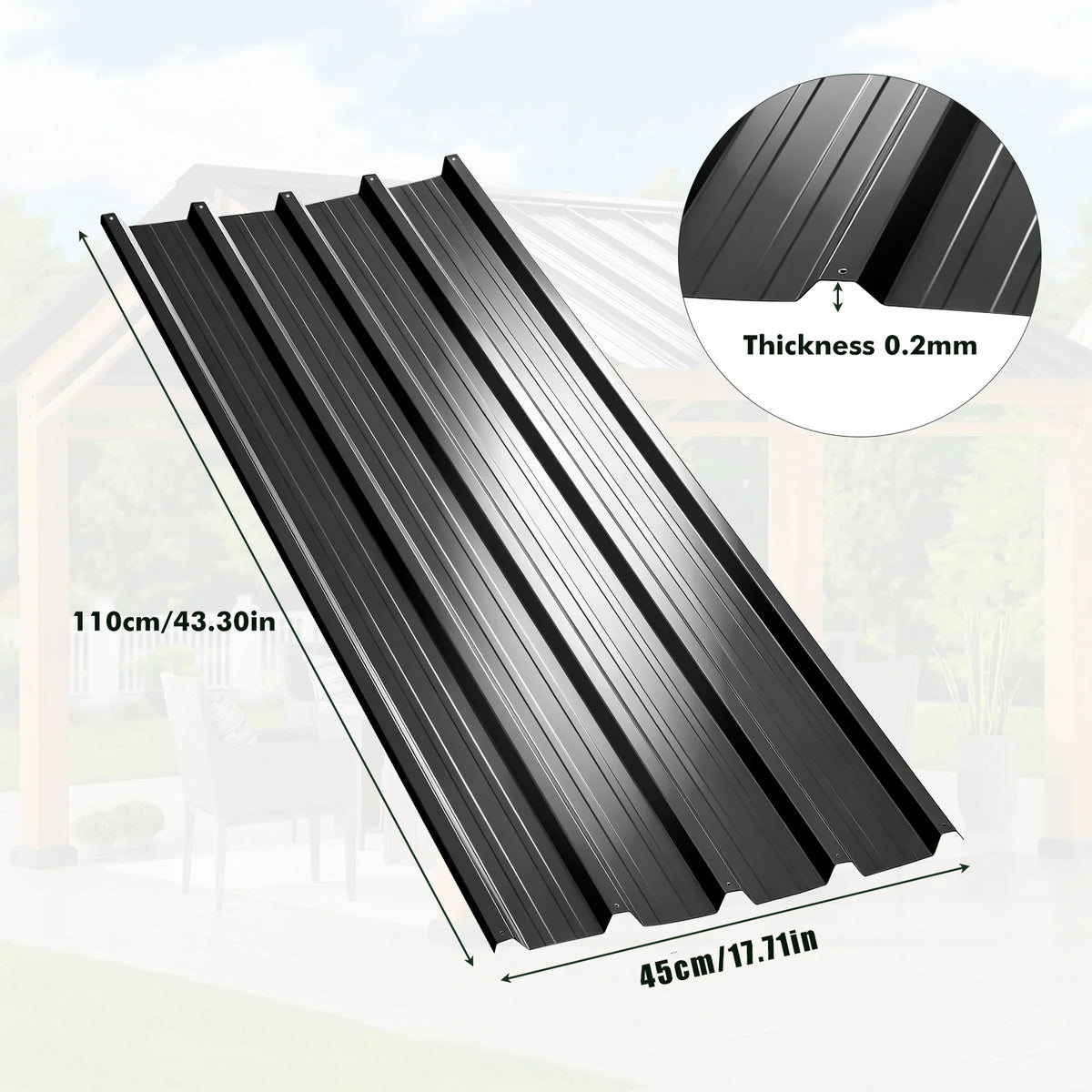 12pcs Roof Sheets Panels For Garage Roof Tiles Corrugated Metal Sheets Heavy Duty Pergola Roof Galvanized Garage Shed Roofing