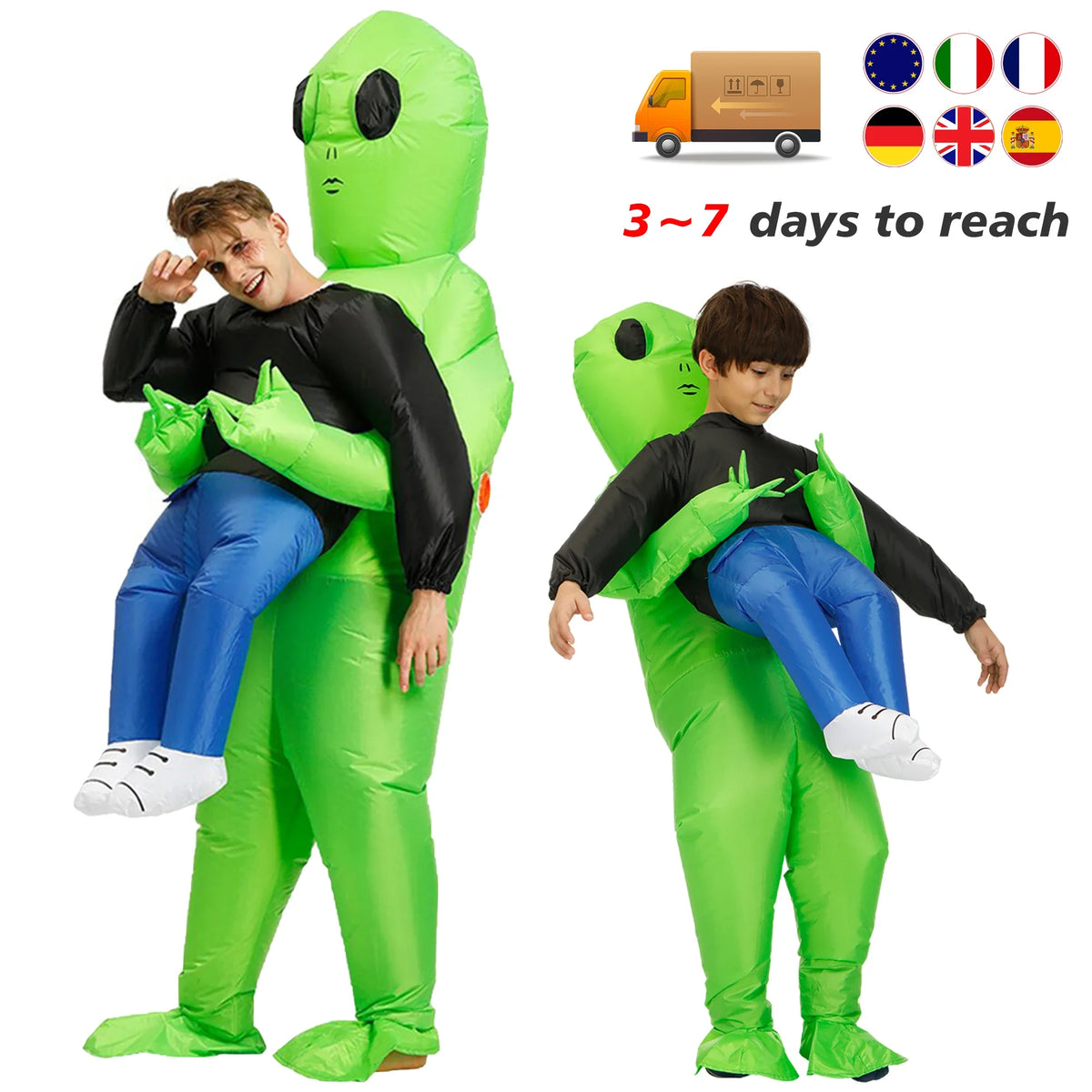 ET-Aliens Inflatable Costume Scary Monster Cosplay for Adult Kids Thanksgiving Christmas Party Festival Stage Children Clothing
