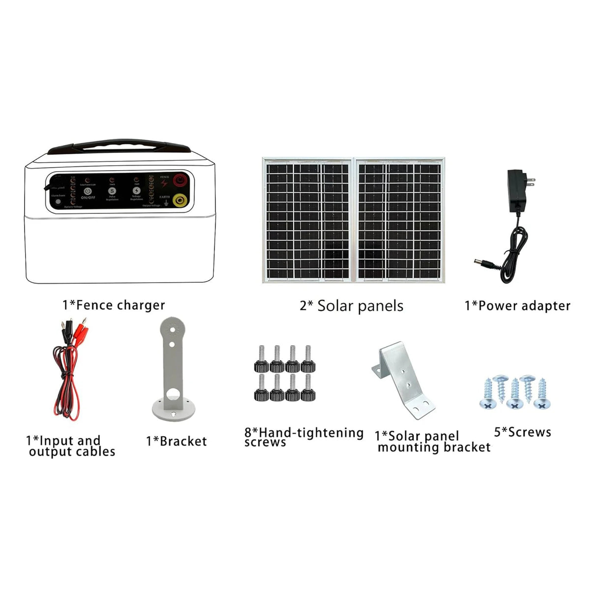 48km Solar Electric Fence Charger 4 Gear 6/8/10/12KV Adjustable 1.5 J for Farm Livestock Poultry Prevent Predator Invasion