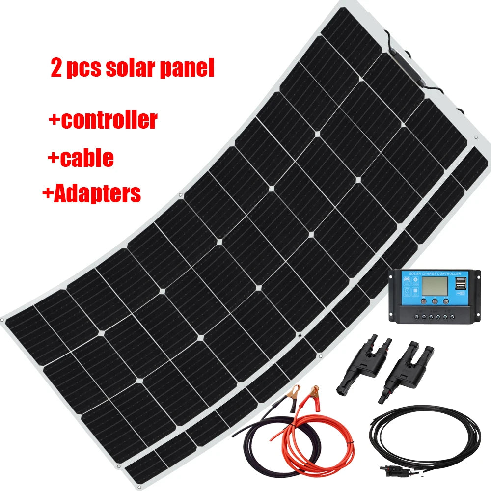 XINPUGUANG Flexible Solar Panel Sets 18V 100W 150W 200W 300W 400W For Car/Home/Camping Waterproof Mono Cell Solar Charge Battery