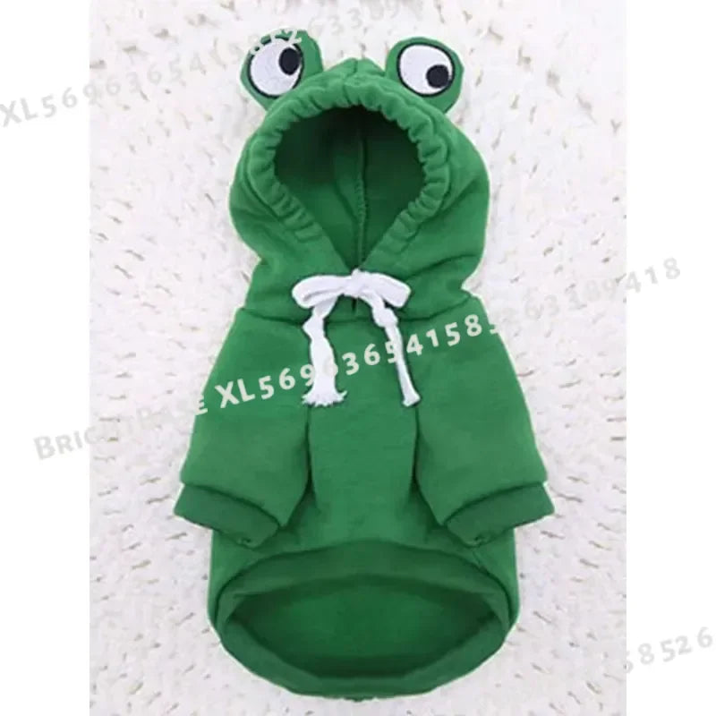 1PC Cute Frog Pet Sweater for Small Medium Dogs Green Hoodie with Fun Design Keep Your Pup Cozy and Stylish
