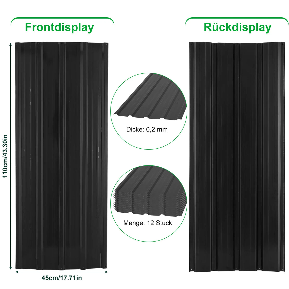 12pcs Roof Sheets Panels For Garage Roof Tiles Corrugated Metal Sheets Heavy Duty Pergola Roof Galvanized Garage Shed Roofing