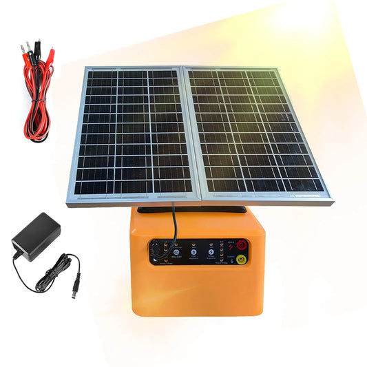 48km Solar Electric Fence Charger 4 Gear 6/8/10/12KV Adjustable 1.5 J for Farm Livestock Poultry Prevent Predator Invasion