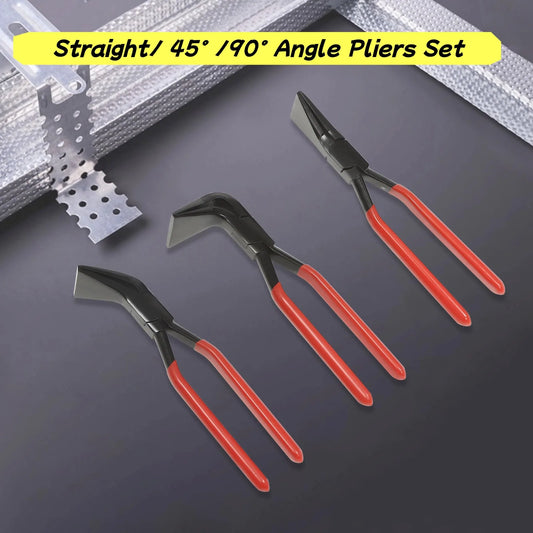 3 Piece Metal Bending Pliers Set Straight 45° & 90° Metal Sheet Flattering Pliers Hand Seam Plate for DIY Bending Flattening Red/Black