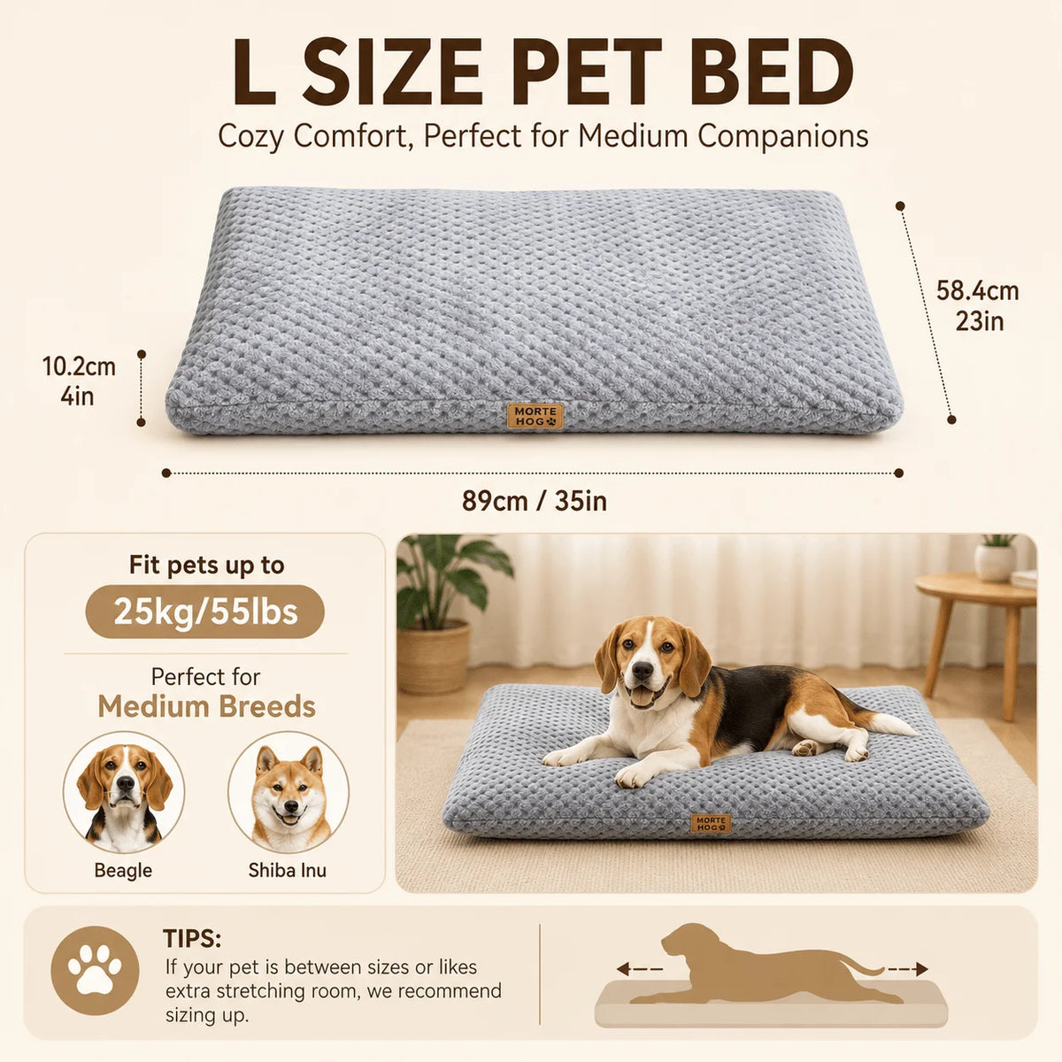 Gray Thickened Dog Bed Mat - Multiple Sizes Suitable for Various Breeds Comfortable Pet Bedding for Dogs