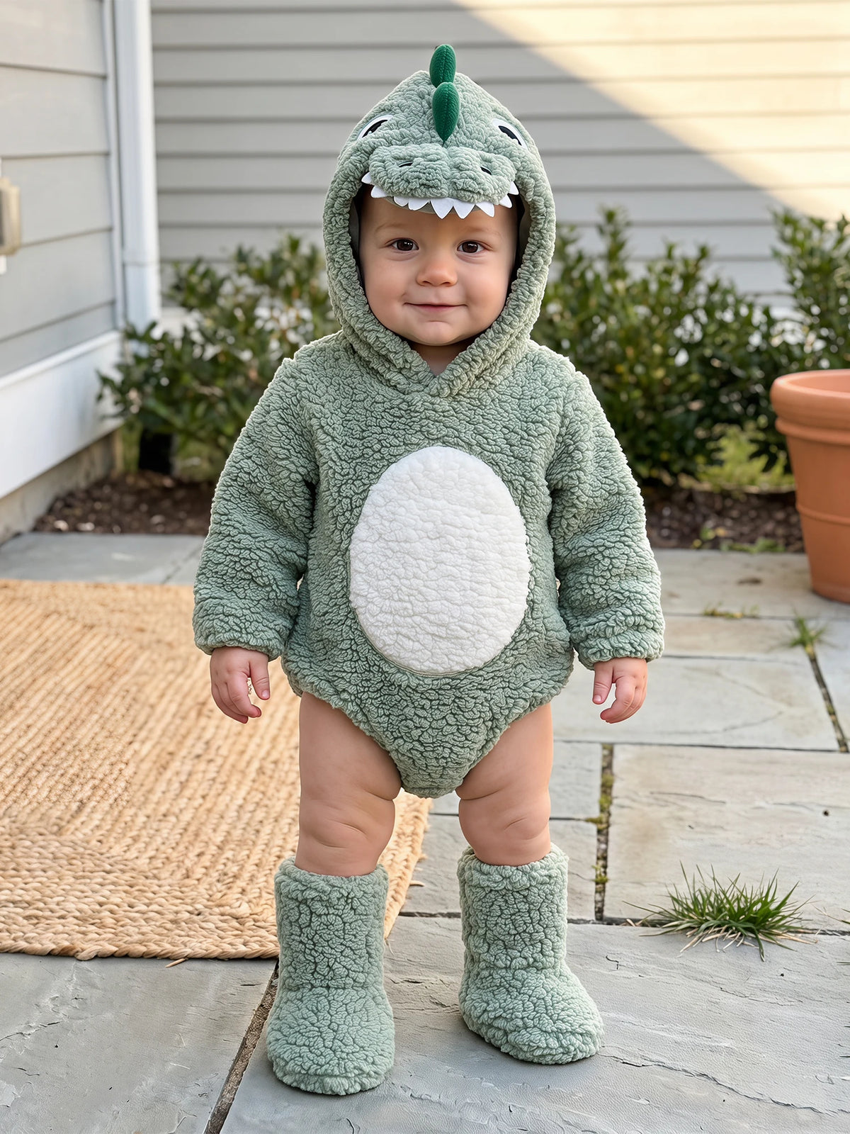 Romper Leg Warmer Fleece Animal With Animal Costume Dinosaur Animal Romper With Baby Dinosaur Romper