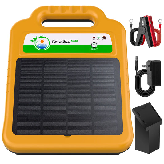 10 Mile/16KM Solar Electric Fence Charger 0.2 Joules 8KV Electric Fence Energizer for Livestock  for Farm Cows Cattle Horse Tool